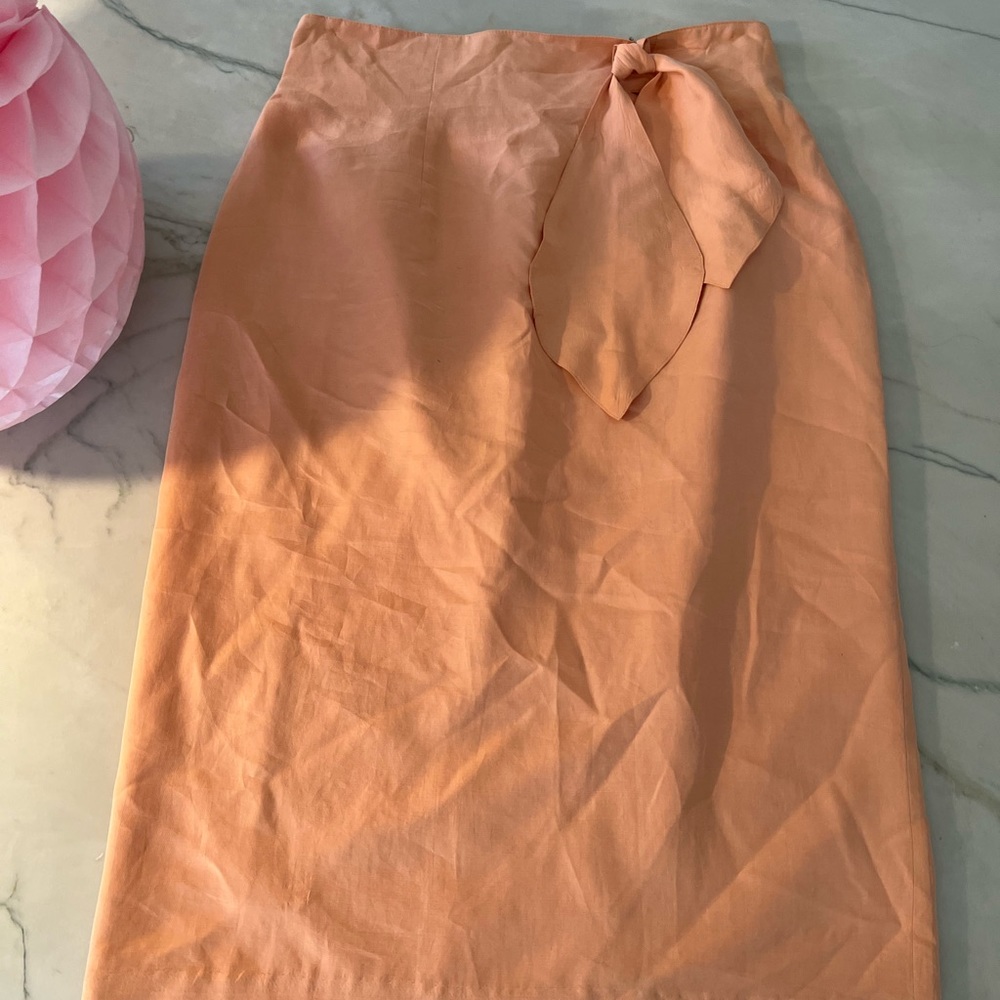 Vintage SK & Company 100 % silk long pencil skirt color peach sz 10 pre …